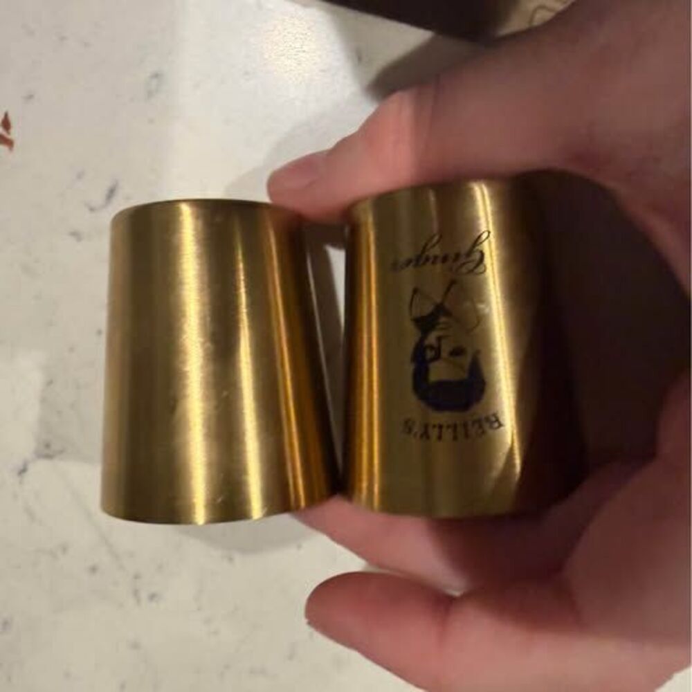 Reilly's Ginger Whiskey Brass Shot Glasses